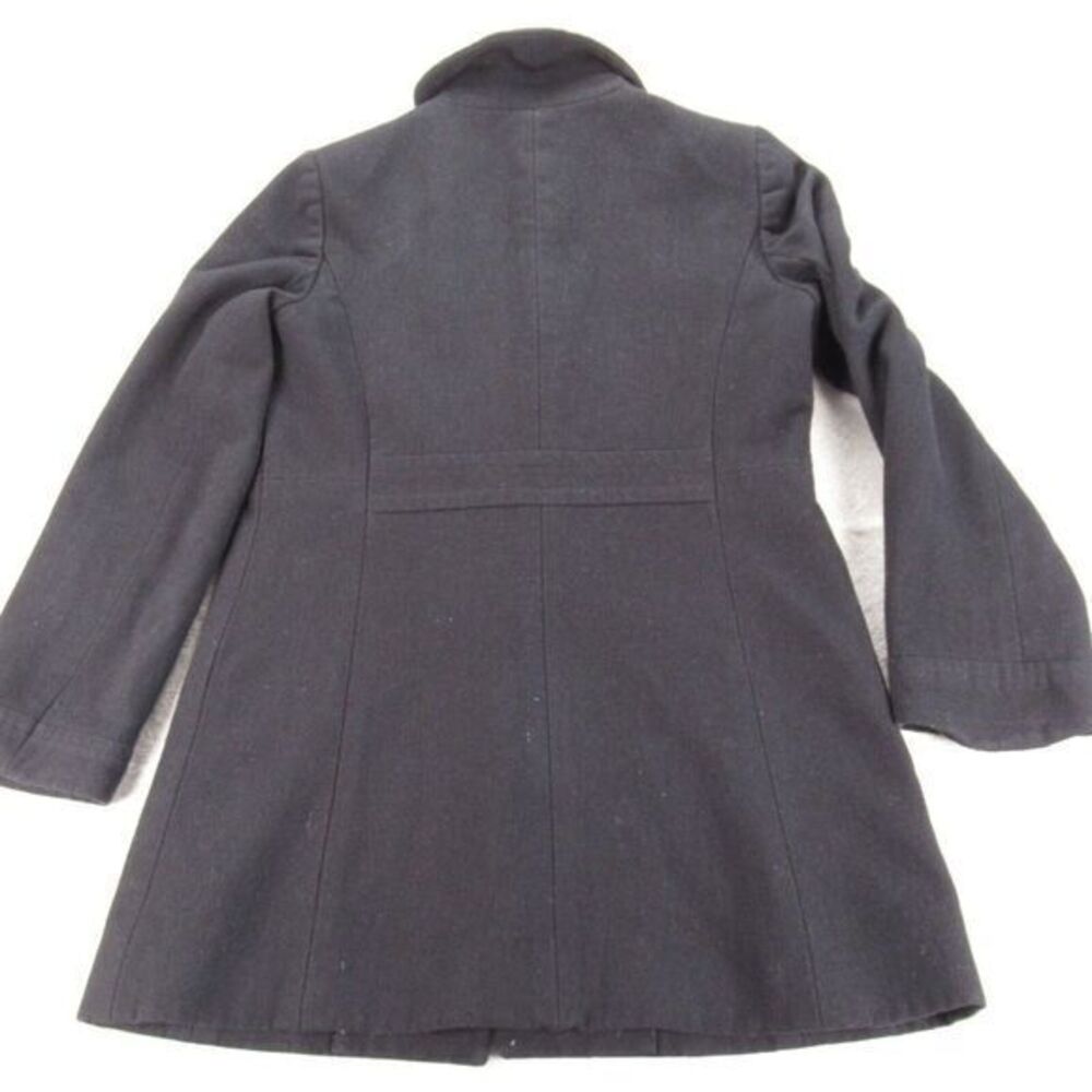 J Crew Wool Blend Jacket Womens 4 Black Lined Ruffle Button Front Peacoat‎ - Picture 2 of 15